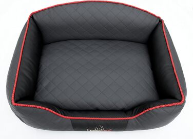 Лежак для собак Hobbydog Elite XXL, штучна шкіра, сірий/чорний, 110x85x30 см