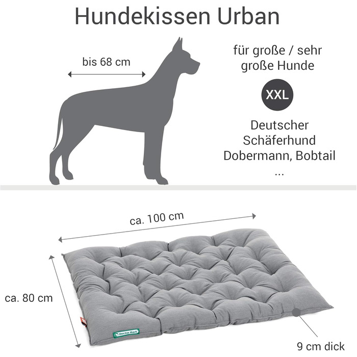 Ортопедичне ліжко для собак Doctor Bark Urban - XXL (100x80 см) - сірий - для великих собак - виготовлено в Німеччині
