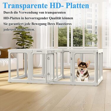 Кія для цуценят SISKEYCOOC 60 см з акрилового пластику, прозорий, з дверцятами, для собак середніх та маленьких порід, легкий у догляді, для дому, 10 шт. Білий, 9+1, висота 60 см