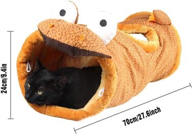 Туннель для котів DHGTEP складний, іграшка-труба для кошенят, з віконцем, бежевий