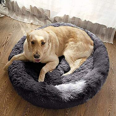 М'яке кругле ліжко для собак та котів. Кругле ліжко-бублик для середніх собак та котів, м'яке та тепле, Ø 60 см, темно-сірий колір