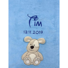 Дитяча лежанка для собак з іменем, вишивка, аплікації, блакитний колір