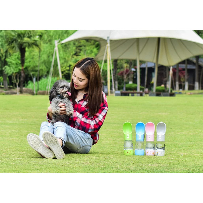 Водяна пляшка для собак Madeking: портативна, витокозахисна, з мискою для корму, для собак та котів (блакитна)