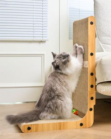 Когтеточка для котів Nekosan L-подібна, настінна, з 2 іграшковими м'ячами, для захисту дивану та стін