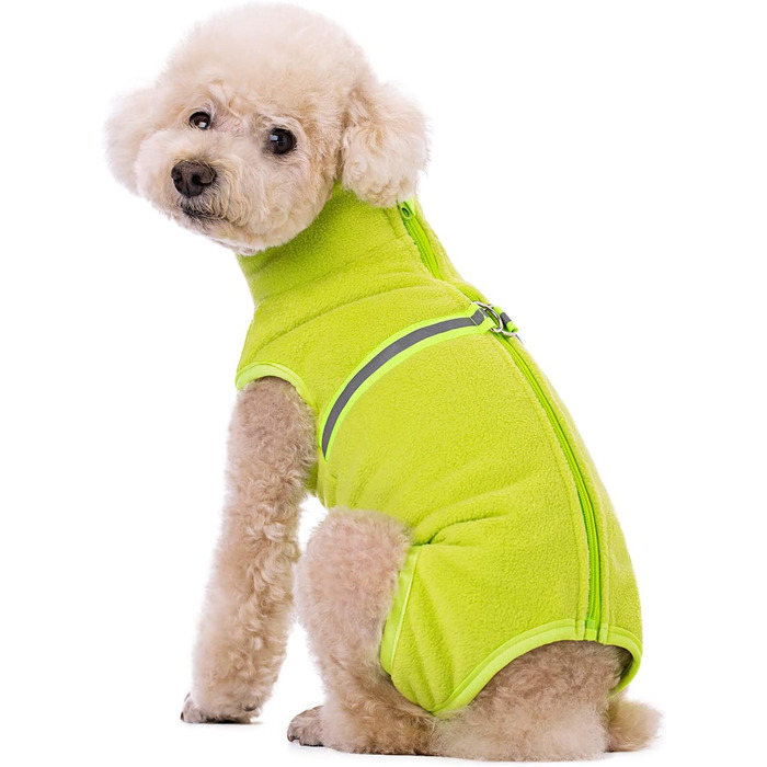 Теплий зимовий пуловер для собак з флісу та світловідбиваючою жилеткою (зелений, XXL)