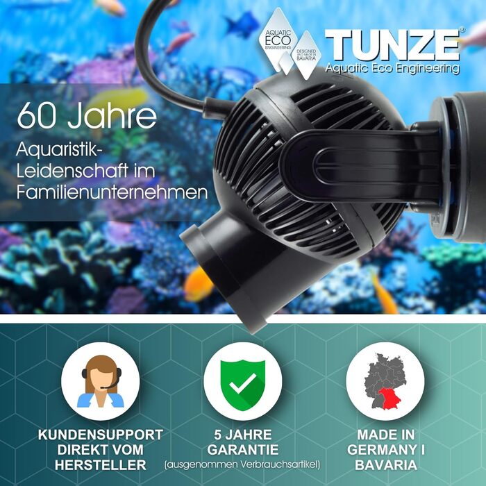 Циркуляційна помпа TUNZE Turbelle Stream 3+ з електронним керуванням, пропелерна, магнітний тримач і безшумний затискач до 19 мм, для морських акваріумів