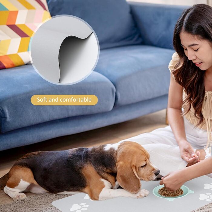 Килимок під миску для собак та котів, суперпоглинаючий, нековзний, миючий, 40x60 см (Світло-сірий)