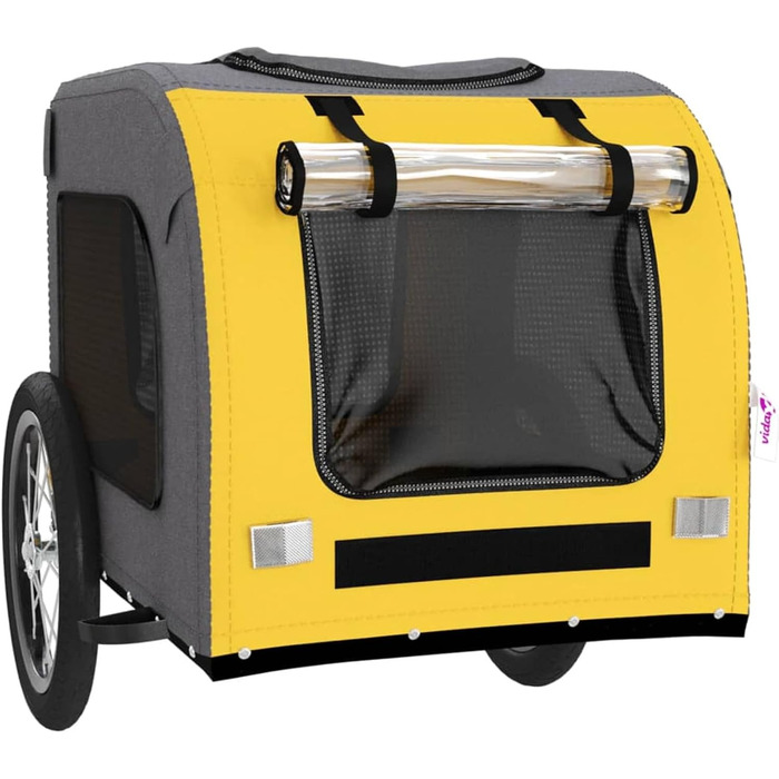 Фарм-причіп для собак Gecheer, чорний, з оксфордської тканини, 125x64x66 см, жовтий