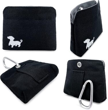 Сумка для ласощів Swaggly Leckerlibeutel – для дресирування собак, маленьких собак, з магнітною застібкою, чорна з червоною (сірою) внутрішньою стороною