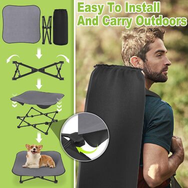 Крісло-ліжко для собак та котів 68x68x21 см, складне, підняте, з дихаючого поліестеру, для дому та саду