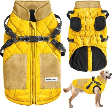Теплий зимовий одяг для собак Mosucoirl: водонепроникний, світловідбиваючий, для малих, середніх та великих собак, жовтий L