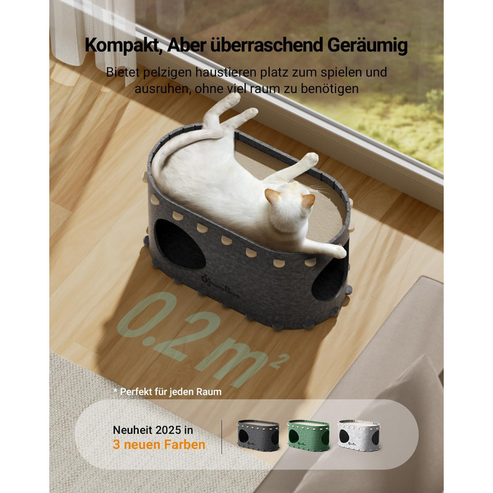 Кігтеточка-будиночок для котів DownyPaws з фетру, 2-ярусна, 50 x 33 x 50 см, сірий (1 шт.)