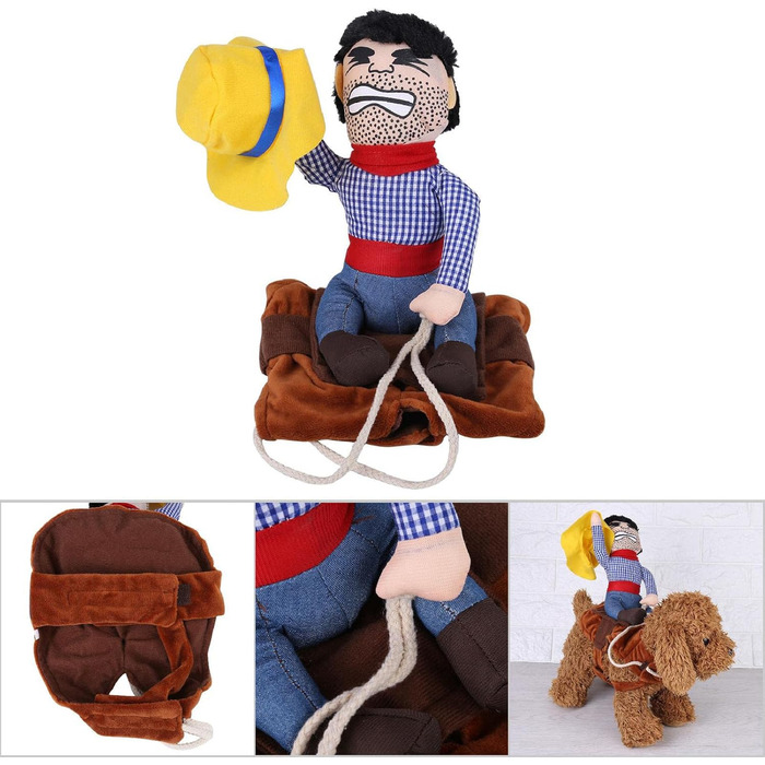 Костюм для собак Filfeel, кумедний костюм на Хелловін, ковбойська куртка для собак маленьких, середніх та великих розмірів (L-Riding) S, M, L, XL, однотонний