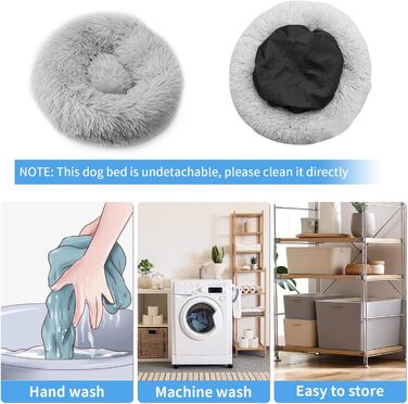 Кругле ліжко для собак та котів 70 см, м'яке гніздо-корзина, тепле ліжко-подушка для середніх собак, котів та інших домашніх тварин (темно-сірий)
