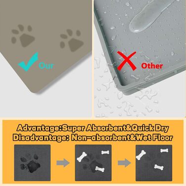 Килимок для годування собак, вбираючий, вологостійкий, 45 x 75 см (Коричневий)