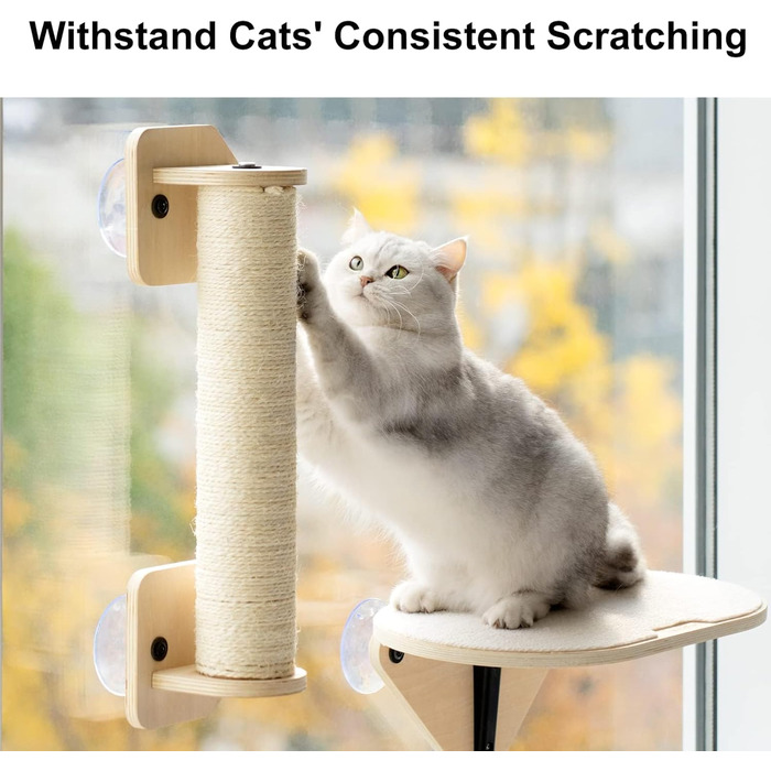 Кішка ліжко на вікно MEWOOFUN з драбиною та когтеточкою, дерев'яне, 3 шт.