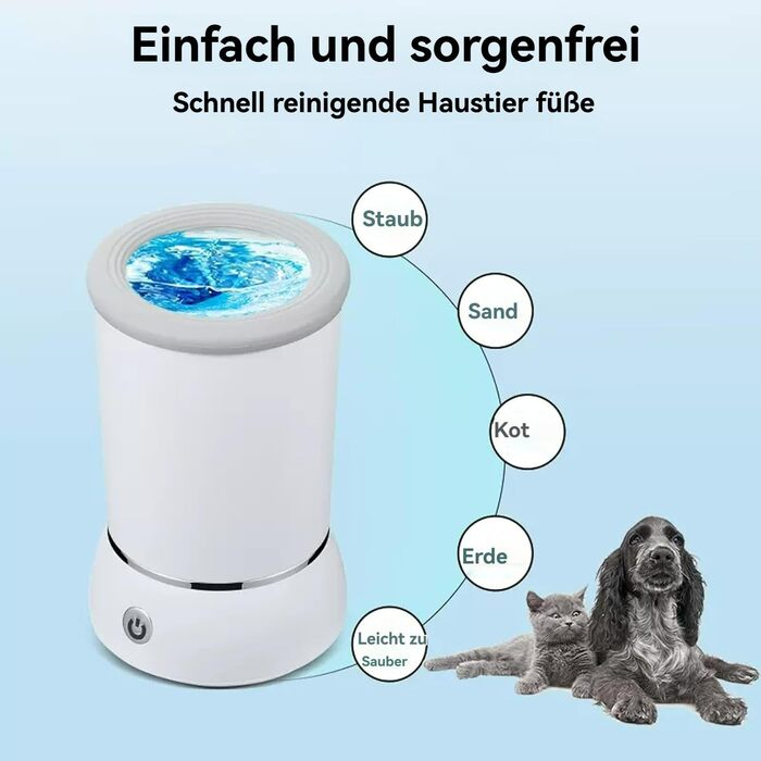 Pawclean Pro: очищувач лап для собак Pfotenjoy, 360° очищення, USB, тихий, без стресу