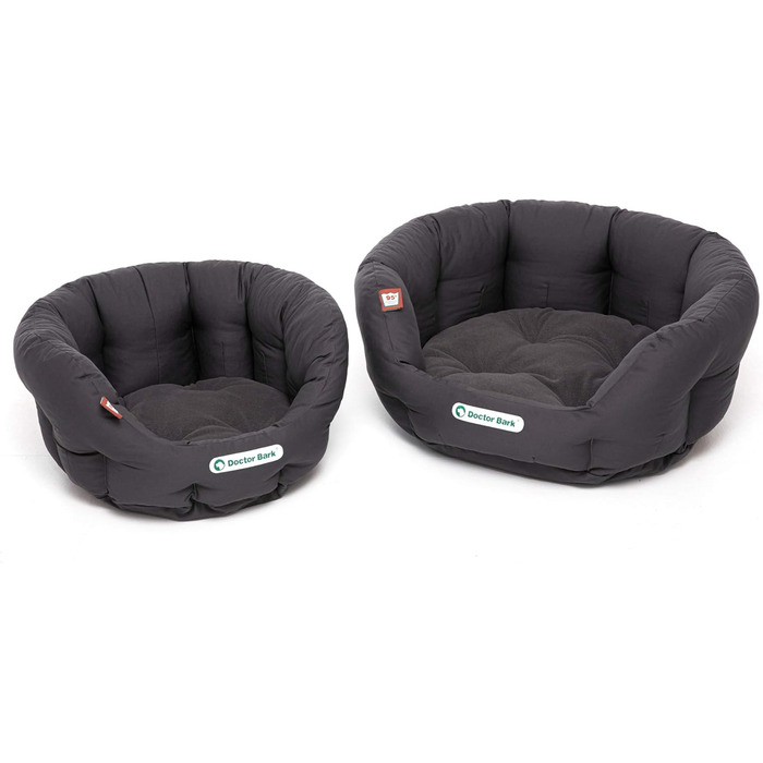 Кругле ліжко для собак Doctor Bark, 50x40 см, сіре, з ортопедичною подушкою, для середніх собак, миється до 95°C, Made in Germany