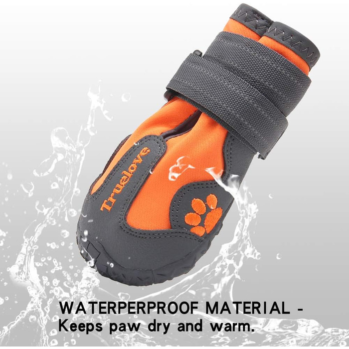 Чоботи для собак Truelove, водонепроникні, з світловідбиваючими ременями, зелені та помаранчеві (4 шт.)