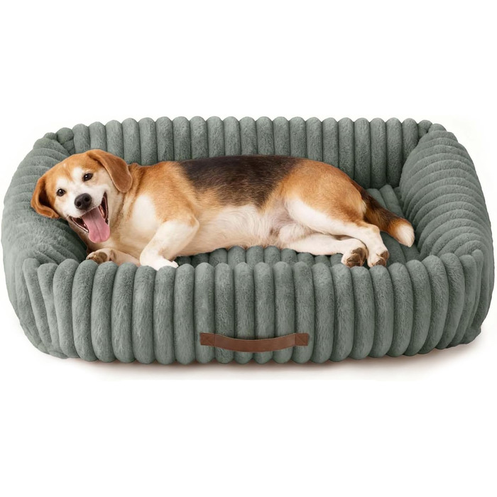 Ортопедичний лежак для собак великих порід, м'який лежак-софа з подушкою для голови, знімний килимок, з ручками (109x76x20 см, темно-сірий)