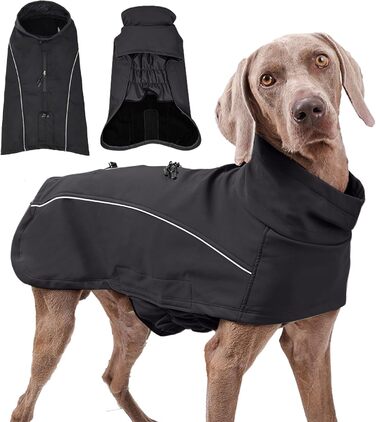 Водонепроникний теплий зимовий одяг для собак PETCUTE - куртка з отвором для шлейки, чорний, XXL