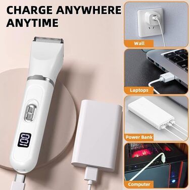 Професійна машинка для стрижки собак та котів 4-в-1 з LED-дисплеєм, акумуляторна, для грумінгу лап, очей, вух, обличчя та тіла