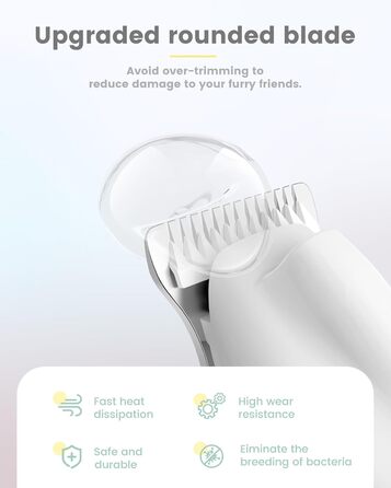 PAPMINI Безшумна машинка для стрижки котів з LED-дисплеєм, Type-C, акумулятор, бездротова когтерезка для котів, професійна машинка для стрижки лап, вух, обличчя, спини (біла)