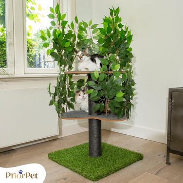 Котячий дряпак Natur 120 см зелений — великий ігровий комплекс для лазіння, хованок і сну, знімне листя, легкий монтаж, безпечні матеріали, патентована міцна конструкція