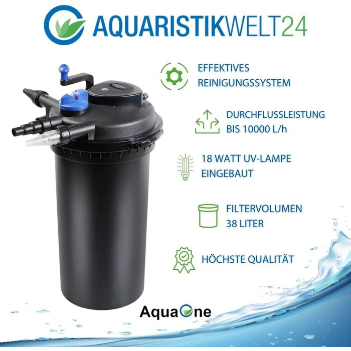 Фільтр для ставка AquaOne CPF-15000 з біофільтрацією, УФ-C 18 Вт, для водойм до 30 000 л, очищення від водоростей