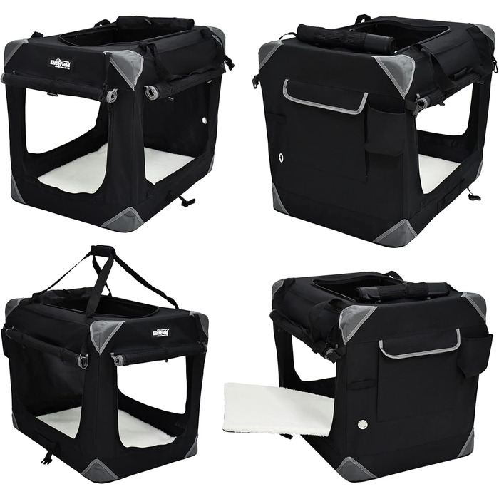 Кіяж для собак EliteField з 3 дверцятами, складаний, м'який, з сумкою для перенесення та флісовим ліжком, для використання в приміщенні та на вулиці, 91.4 x 61 x 71.1 см