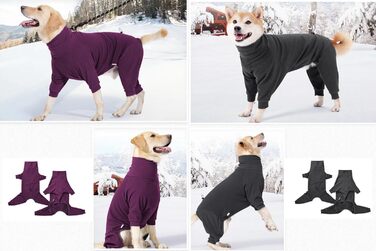 Зимовий одяг для собак з ніжками - тепла куртка з поліестеру для малих, середніх та великих собак. Повний захист, м'яка та зручна (для дому/на вулицю, сніг). Колір: темно-сірий, розмір: L