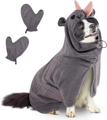 Рушник для собак Badeantel: швидковисихаючий рушник з мікрофібри для собак та котів (зелений, M, Сіре Носоріг)