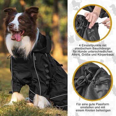 Регульована дощова куртка для собак OneTigris RIDERSTORM, чорна, XL (машинне прання)