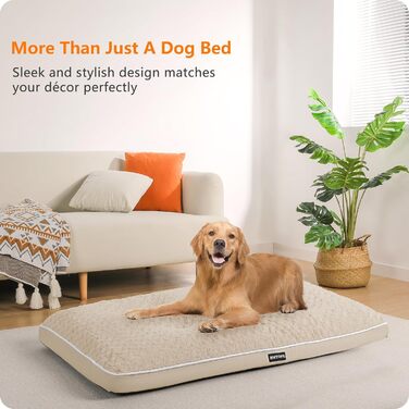 Ортопедичне ліжко для собак, матрац для собак з двоярусним дизайном, миється, знімний кошик для собак, 90 см для собак маленьких та середніх порід (105 x 69 x 12 см, бежевий)