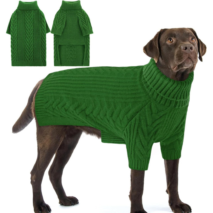 Вовняний пуловер для собак Preferhouse, теплий зимовий ролкраг для тварин, теплий пуловер, толстовка для породи Віндгорн, Бернський зенненхунд (червоний, 4XL) (XX-Large, зелений)