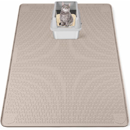 Килимок для котячого туалету Bartuke Katzenklo Matte, великий розмір 101 x 71 см, силіконовий, контролює розсипання, м'який для лап котів, легко миється (Зелений)