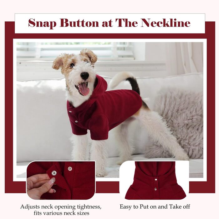 Теплий флісовий худі Nanaki для великих собак з отвором для повідка та капюшоном. Червоний, для хлопчиків та дівчаток, підходить для Біглів (XL, 68 см)