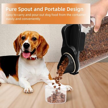 Контейнер для корму для собак, 3L/5L, BPA-free, з мірним стаканчиком та зручним ручним дозатором, зелений (Schwarzes Pet)