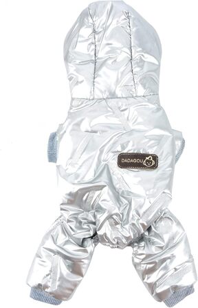 Водонепроникний зимовий костюм для собак Zunea, теплий флісовий пуловер з капюшоном, підходить для маленьких собак, сріблястий L