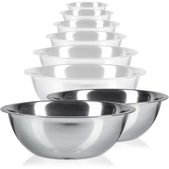 Набір кухонних мисок Pullmer (2 шт) з нержавіючої сталі, Ø 30 см. Ідеально підходять для мюслі, салатів, замішування тіста та сервірування. Їжа-безпечні, придатні для миття в посудомийній машині