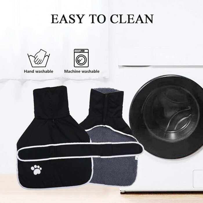 Зимовий теплий одяг для такси - теплий зимовий одяг для собак, водонепроникний, вітронепроникний, з отвором для повідка, чорний, розмір M (довжина спини 42-45 см)