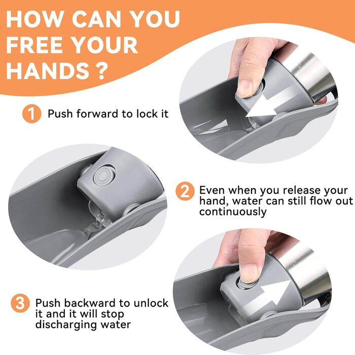 Водяна пляшка для собак, 765 мл, не протікає, з нержавіючої сталі, для прогулянок та активного відпочинку (сіра, 1 шт.)