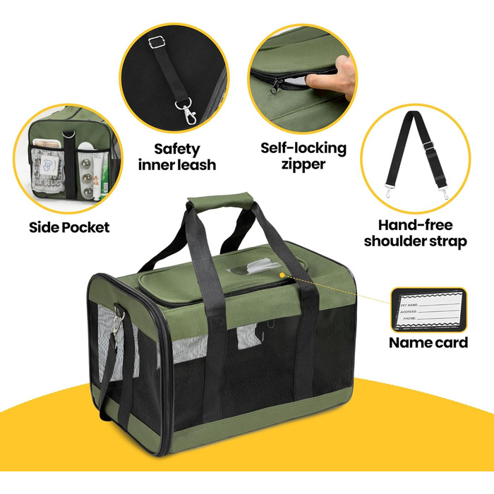 Транспортна переноска для котів та собак Conlun, зелена, L, розкладний дизайн