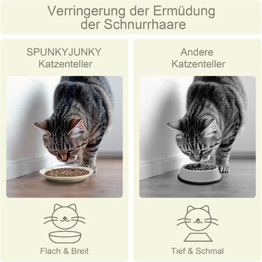 Набори мисок для котів SPUNKYJUNKY 3 шт. з кераміки. Миски для корму котів (білий, бежевий, коричневий, плоскі)