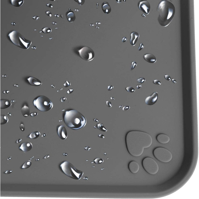 iGadgitz килимок для годівлі домашніх тварин, силіконовий, 47 x 30 см, неслизький, для собак та котів, сірий