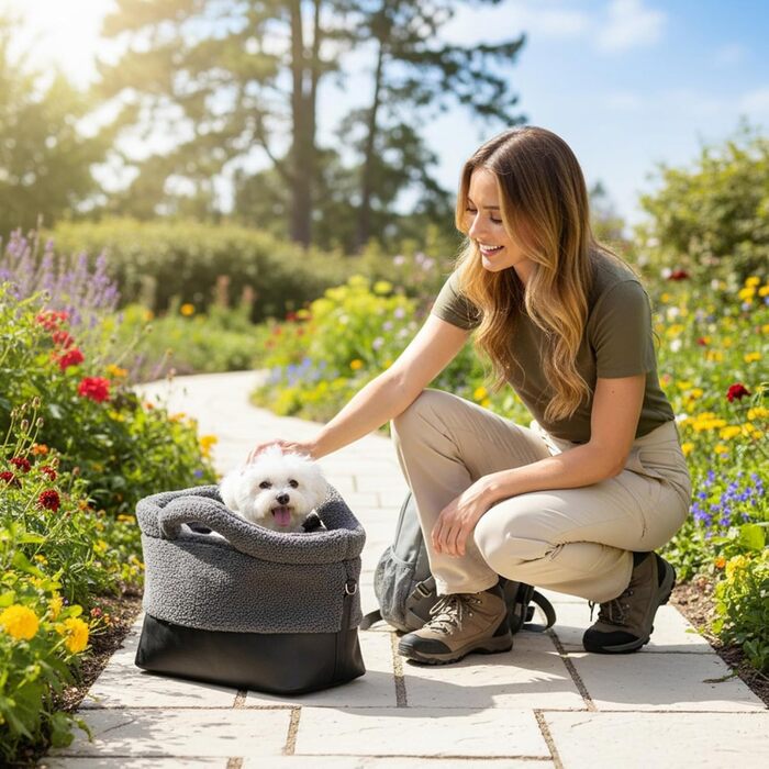 Транспортна сумка для цуценят: водонепроникна, тепла, з безпечним кріпленням та плечовим ременем. Підходить для маленьких порід та кошенят, для прогулянок у холодну погоду (сіра)