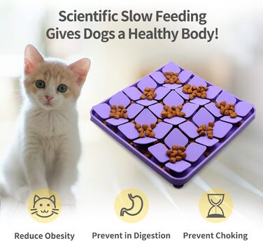 Килимок для повільного годування Hund & Katze Bowite з силікону для котів та маленьких собак, фіолетовий