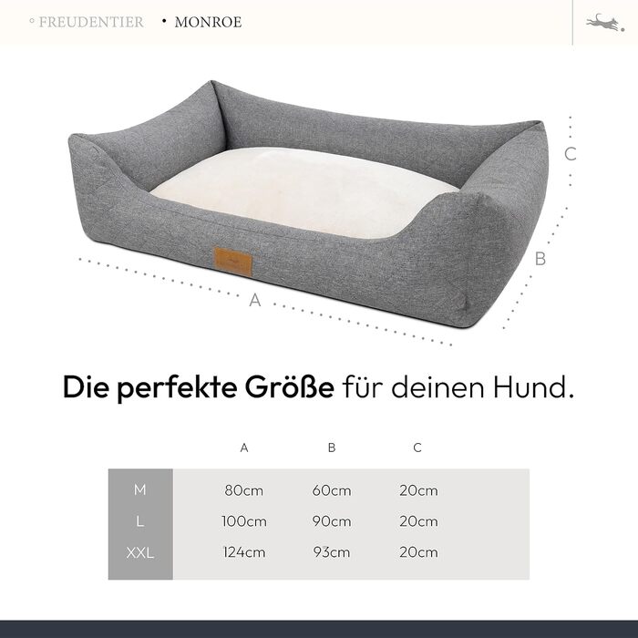 Ортопедичне ліжко для собак Freudentier® з вишуканим стеганням - Практичне, зрозуміле, сертифіковане Oeko-TEX® (M)