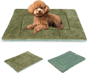 Лежанка для собак, миється, пухнаста, м'яка та тепла лежанка для собак маленьких, середніх та великих порід XZ016 (Зелений, L 75 x B 50 x H 4 см)