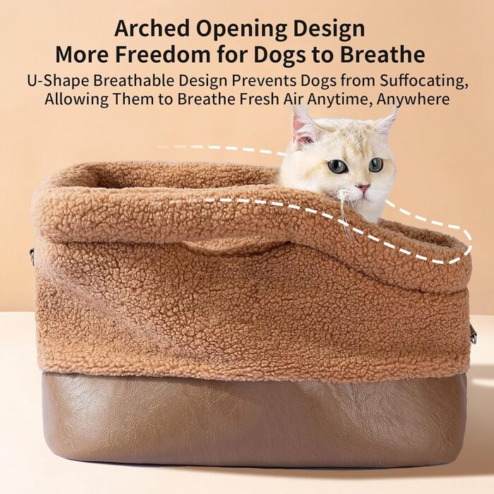 Транспортна сумка для котів та собак Yiohejy - тепла, водонепроникна, з ременем безпеки, для малих та середніх порід, коричнева